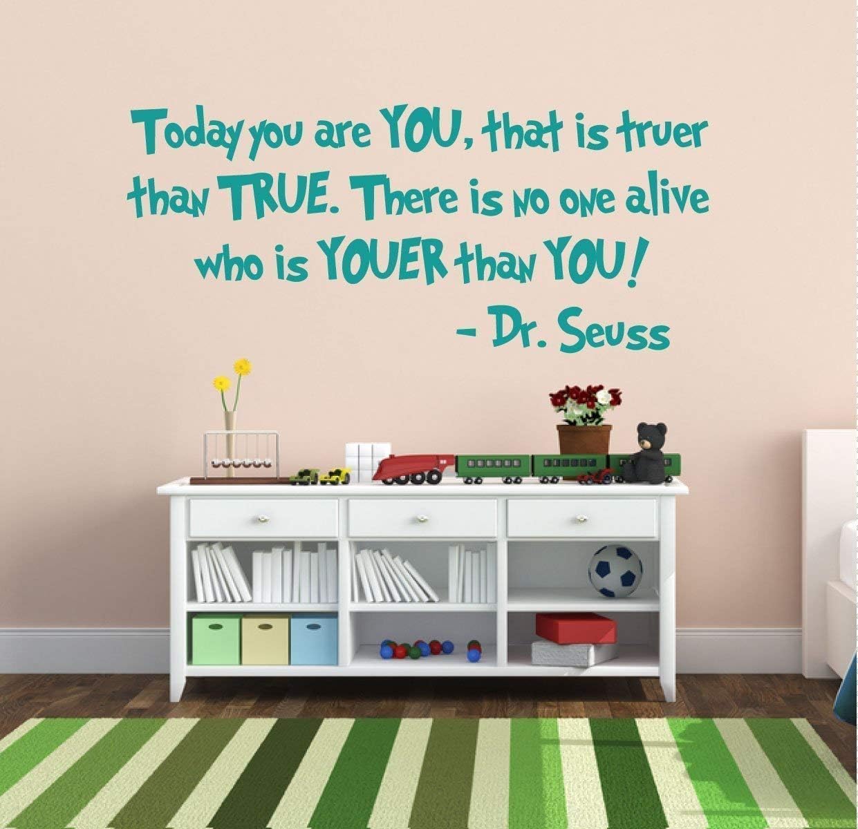 Today You Are You Wall Decal 'There Is No One Alive Who Is Youer Than You' Vinyl Lettering | Black, White, Red, Blue, Pink, Purple, Yellow, Green, Other Colors | Small, Large Sizes