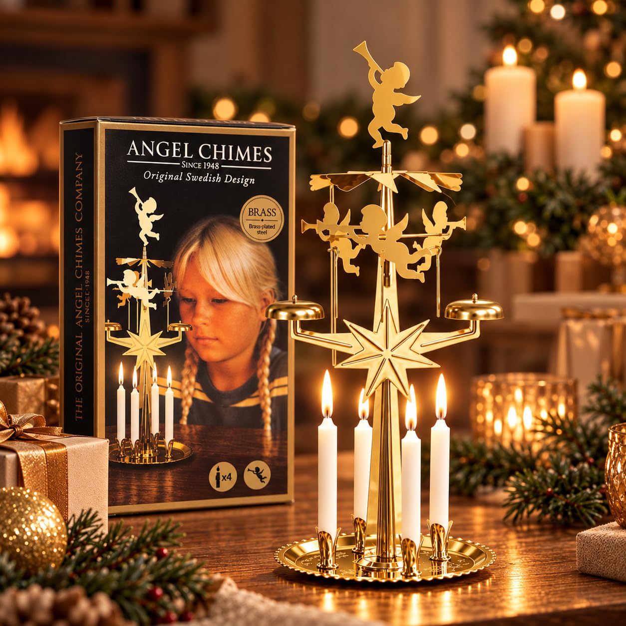 angel様用　座卓 Amazon.com: Original Swedish Angel Chimes, Carousel and 4 Candles