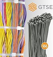 Vista 4 de GTSE 6 Inch Silver/Gray Zip Ties, 100 Pack, 40lb Strength, UV Resistant Strong Nylon Grey Cable Ties, Self-Locking 6" Tie Wraps
