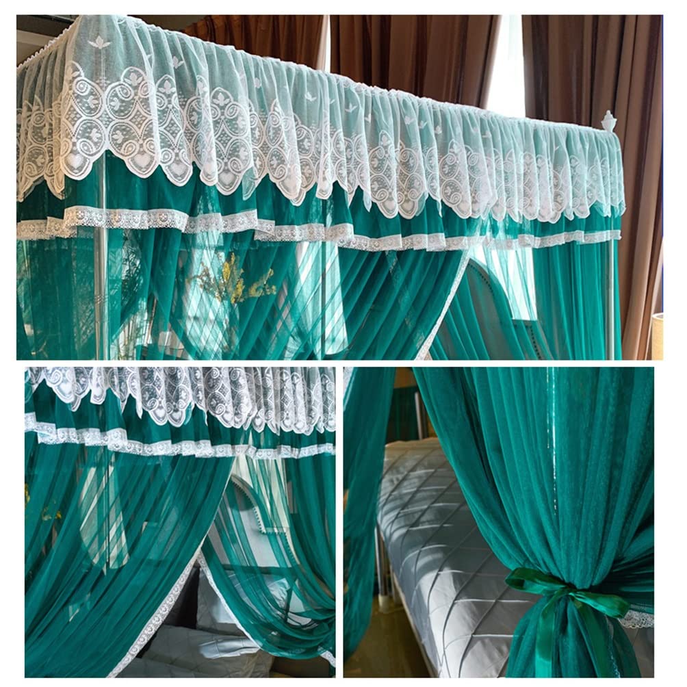 OKUOKA Zanzariera a baldacchino per Letto Estivo, Tenda per Letto di Lusso con Letto Queen King Twin con Supporto (Colore : Verde, Dimensioni : 180X200cm/71X79in)