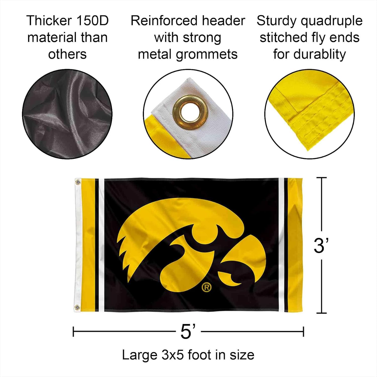 Hawkeyes Field Stripes Flag - Image 2