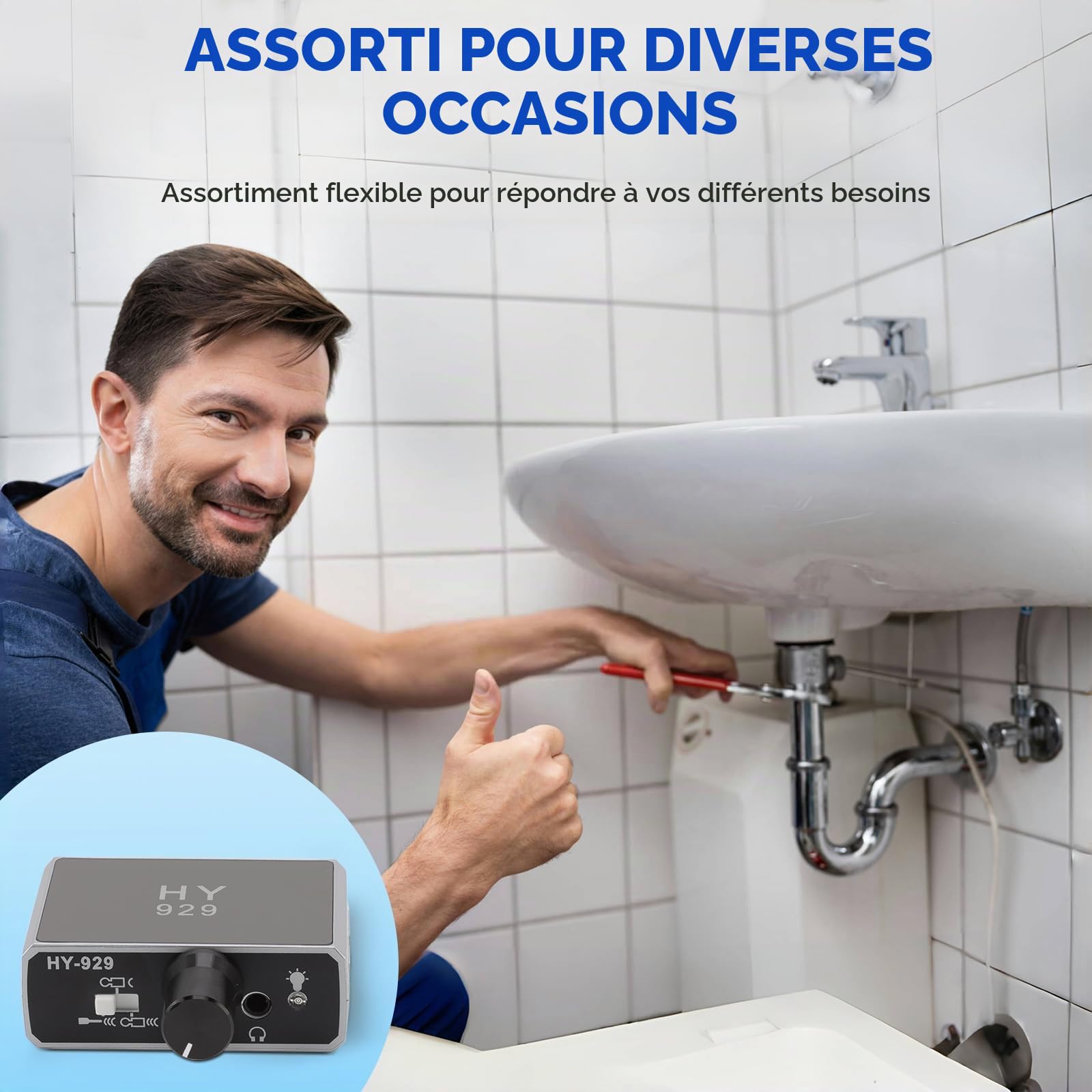 Détection de Fuite d'eau Capteur de Fuite d'eau de Tuyau Souterrain Professionnel Détecteur de Fuite d'eau Amélioré Fuite de Tuyau d'eau à Double Sonde Haute Hy 929 Détecteur de Fuite d'eau