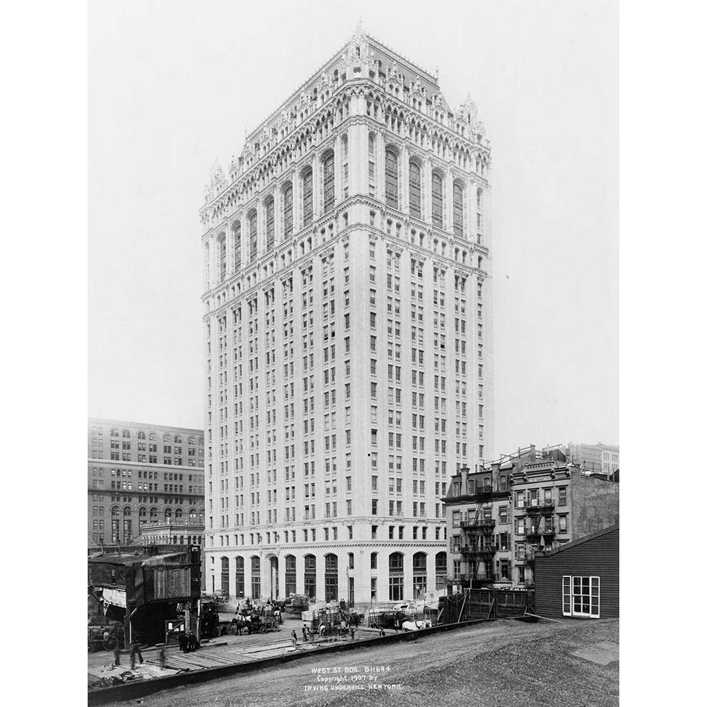 Wee Blue Coo Vintage Photography Architectural 90 West Street Building New York USA Art Print Poster Wall Decor 12X16 Inch