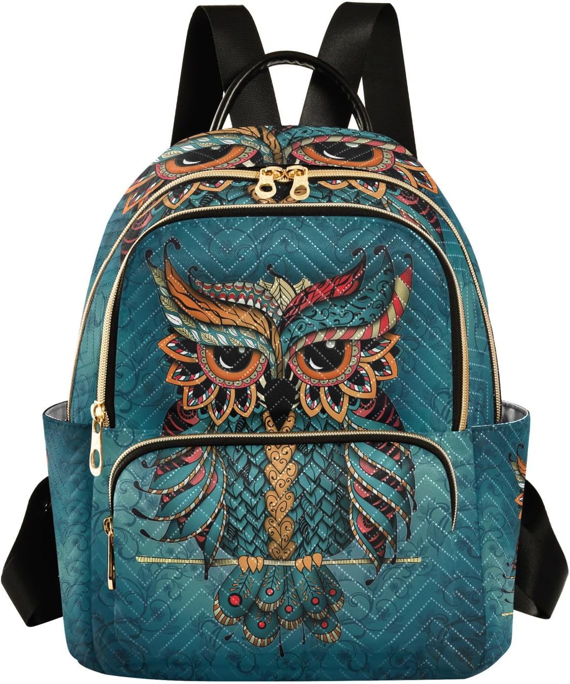 ALAZA Owl Print Boho Ethnic Small Backpack Purse for Women Travel Bag Fashion Daypack Back Pack Shoulder Bag