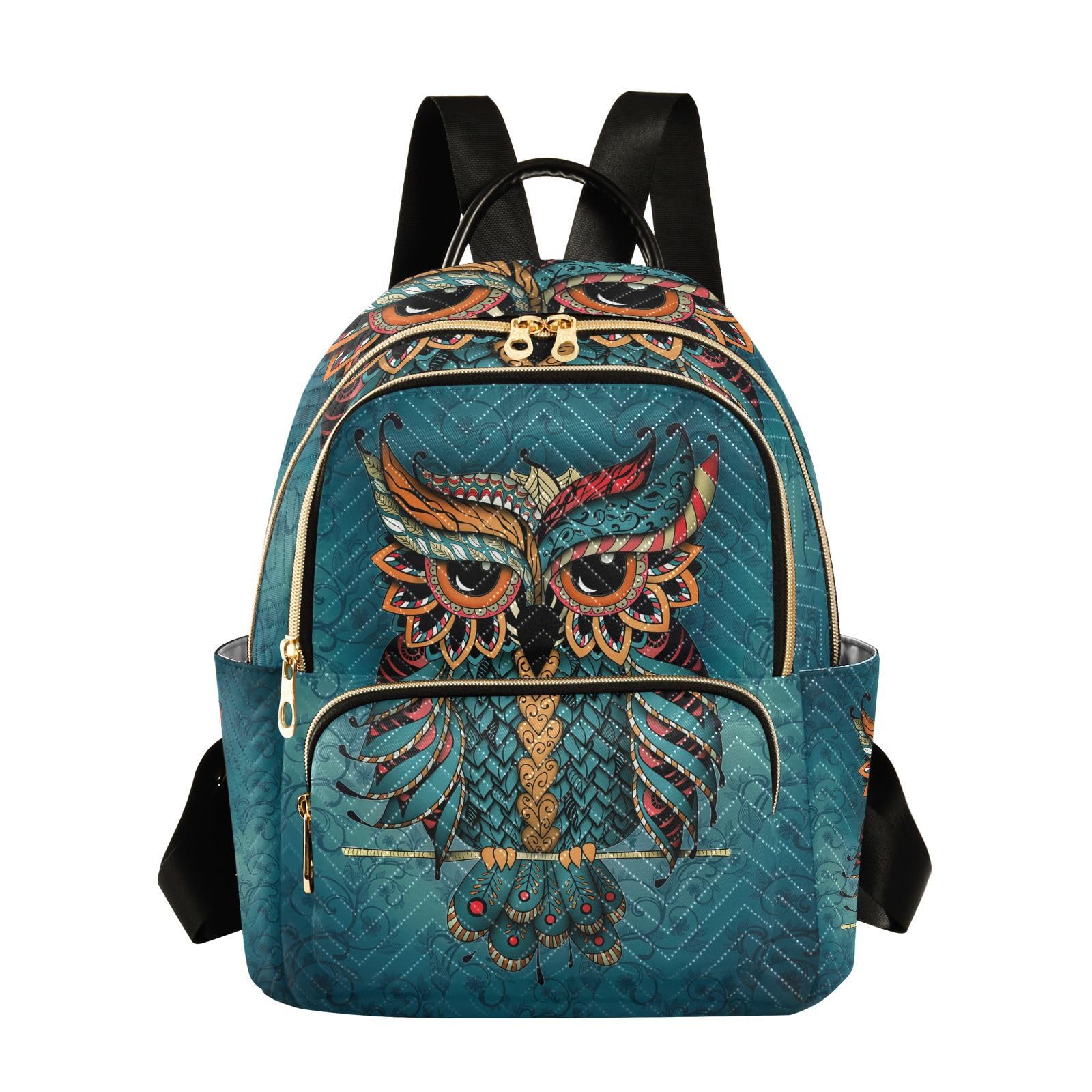 ALAZA Owl Print Boho Ethnic Mini Backpack Purse for Women Travel Bag Fashion Daypack Back Pack Shoulder Bag