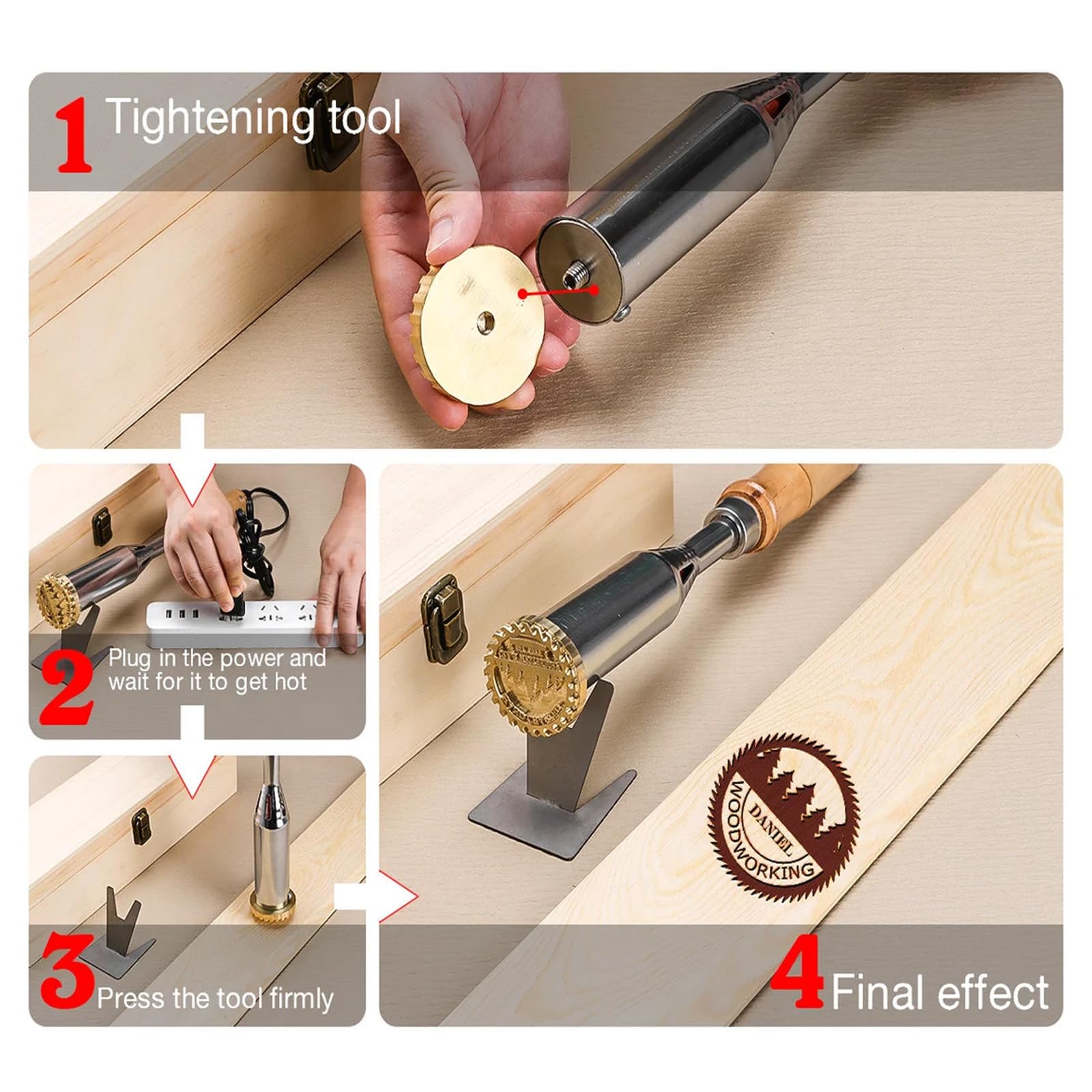 Fer à marquer électrique personnalisé en bois, fer à marquer électrique, tampon de marquage en fer chauffant, tampon en bois pour papa et mari