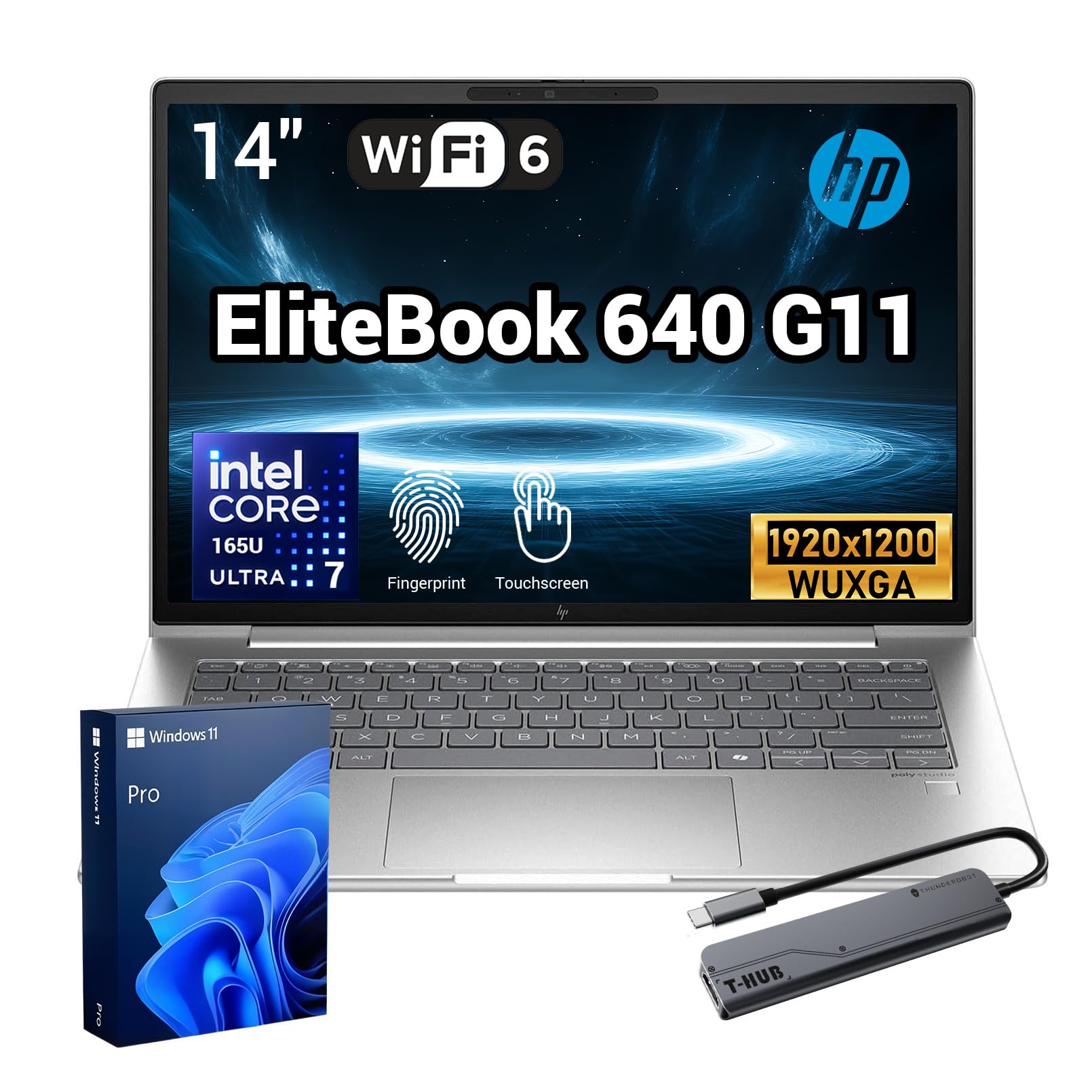 HP Elitebook 640 14" FHD+ Touch, Core Ultra 7 165U AI Laptop,32GB+1TB