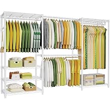 Ulif E1 Heavy Duty Clothes Rack, Freestanding Metal Clothes Rail Adjustable Closet Storage Organizer with Extendable Rods, 178-224 x 35.6 x 181.5 cm L x D x H, Max Load 403kg, White