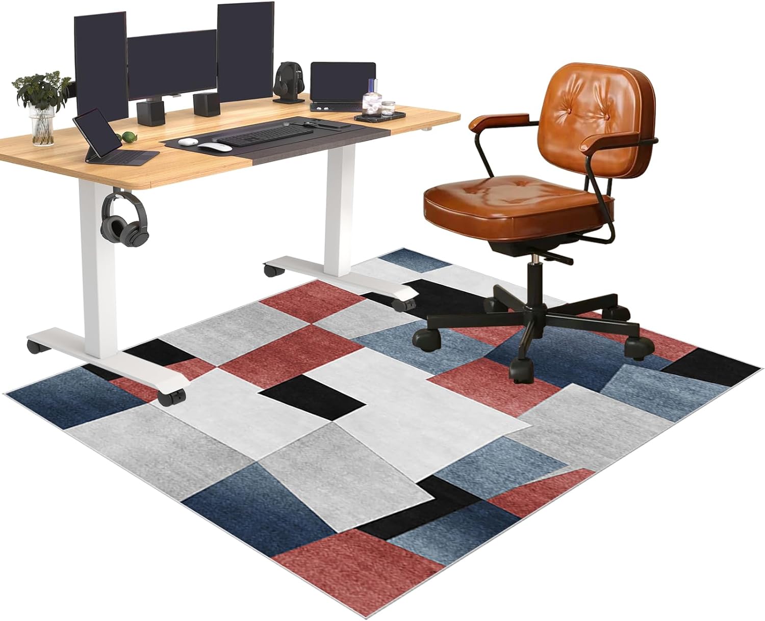 Multi Purpose 130 x 150 cm Office Chair Mat for Hardwood Floors and Carpets Protects Floors Anti Skid Noise Reduction (Black030 120 x 160 cm)