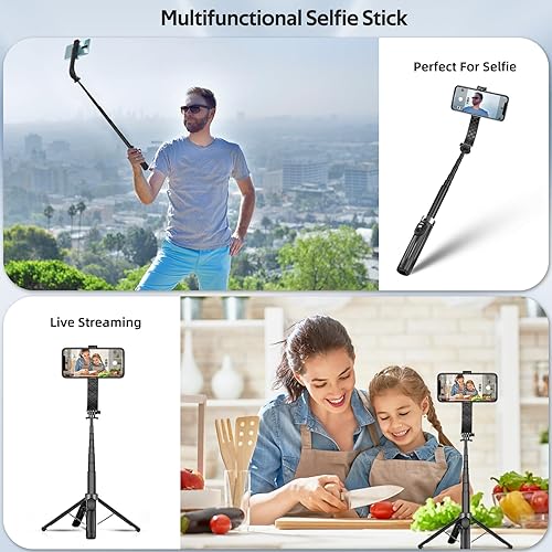 Miniatura 7 de UTEBIT Trípode selfie stick de 40 pulgadas con control remoto, palo selfie de 4 patas con luz compatible con Android Samsung iPhone