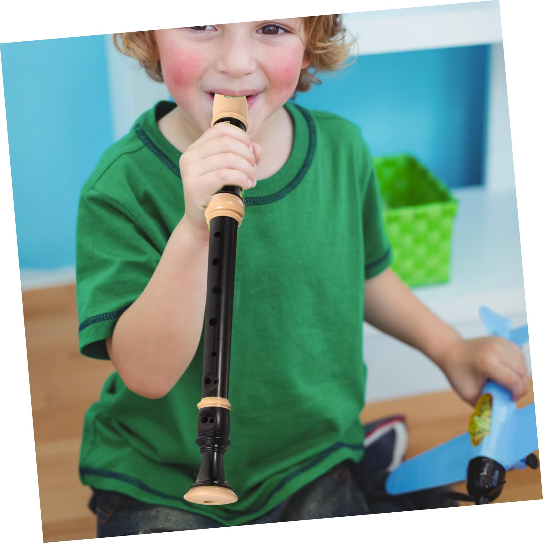 BESTonZON 8 Hole Boys and Girls Flute Recorder Resin Clarinet with Cleaning Rod Brush and Recorder Straps