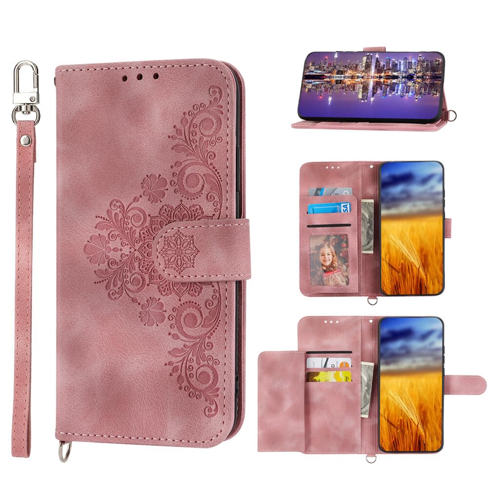 Coque Google Pixel 5 rose en cuir premium avec rabat magnétique chic - 8