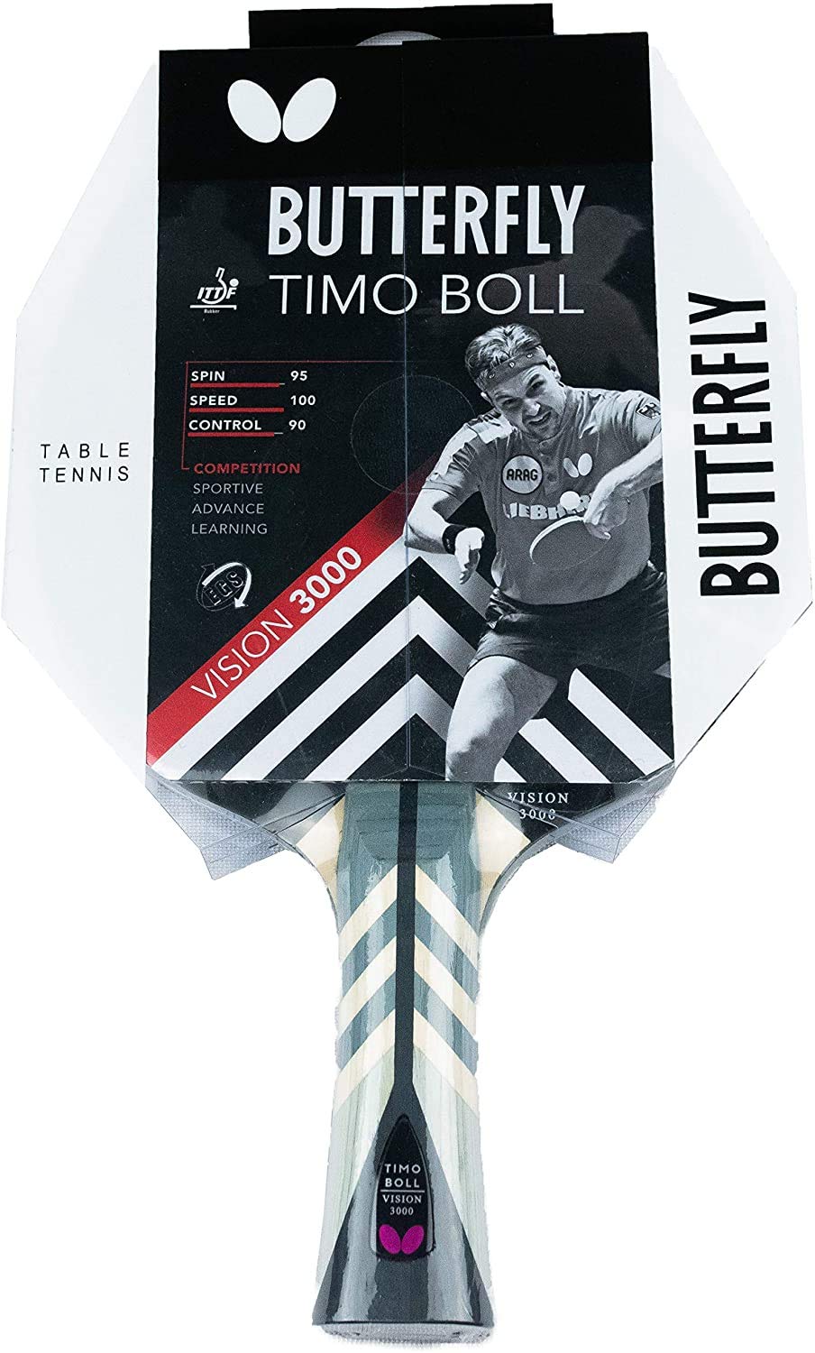 Butterfly® Timo Boll Vision 3000 Tischtennisschläger | Tischtennis Racket Bat TT Profi Wettkampfschläger für technisch fortgeschrittene Spieler | ITTF zertifizierter Wakaba Belag | Griffform konkav