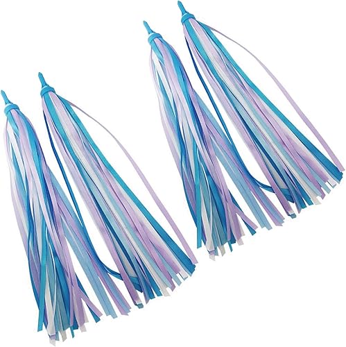 Serpentina de bicicleta colorida para niñas, niños, con borlas, cinta para manillar y scooter, 2 pares de 32 bandas