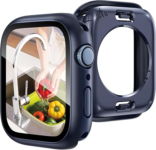 Miniatura 9 de Goton Funda impermeable 2 en 1 para Apple Watch Series 8 y Series 7 de 1.772in, protector de pantalla de vidrio 360, parachoques duro de