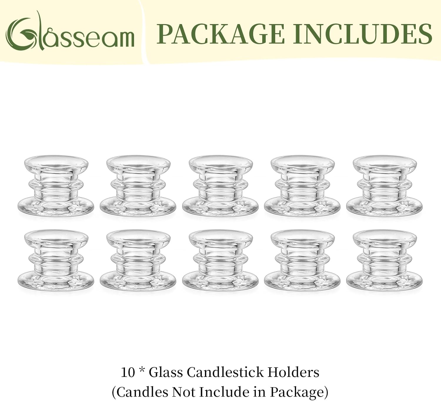 Glasseam Taper Candle Holders Bulk: 10pcs Glass Candle Sticks Holder Decor Clear Short Small Candlestick Holders Modern for Table Centerpiece Wedding Christmas Dinner Party - Image 8