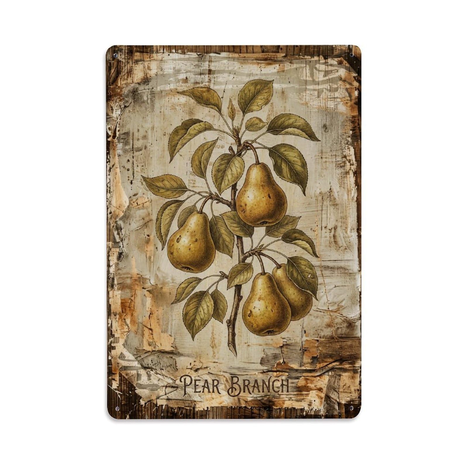 Pear Branch Botanical Vintage Metal Tin Sign Plaque Wall Decor for Cafe, Club, Garden Metal Poster 8x12Inch