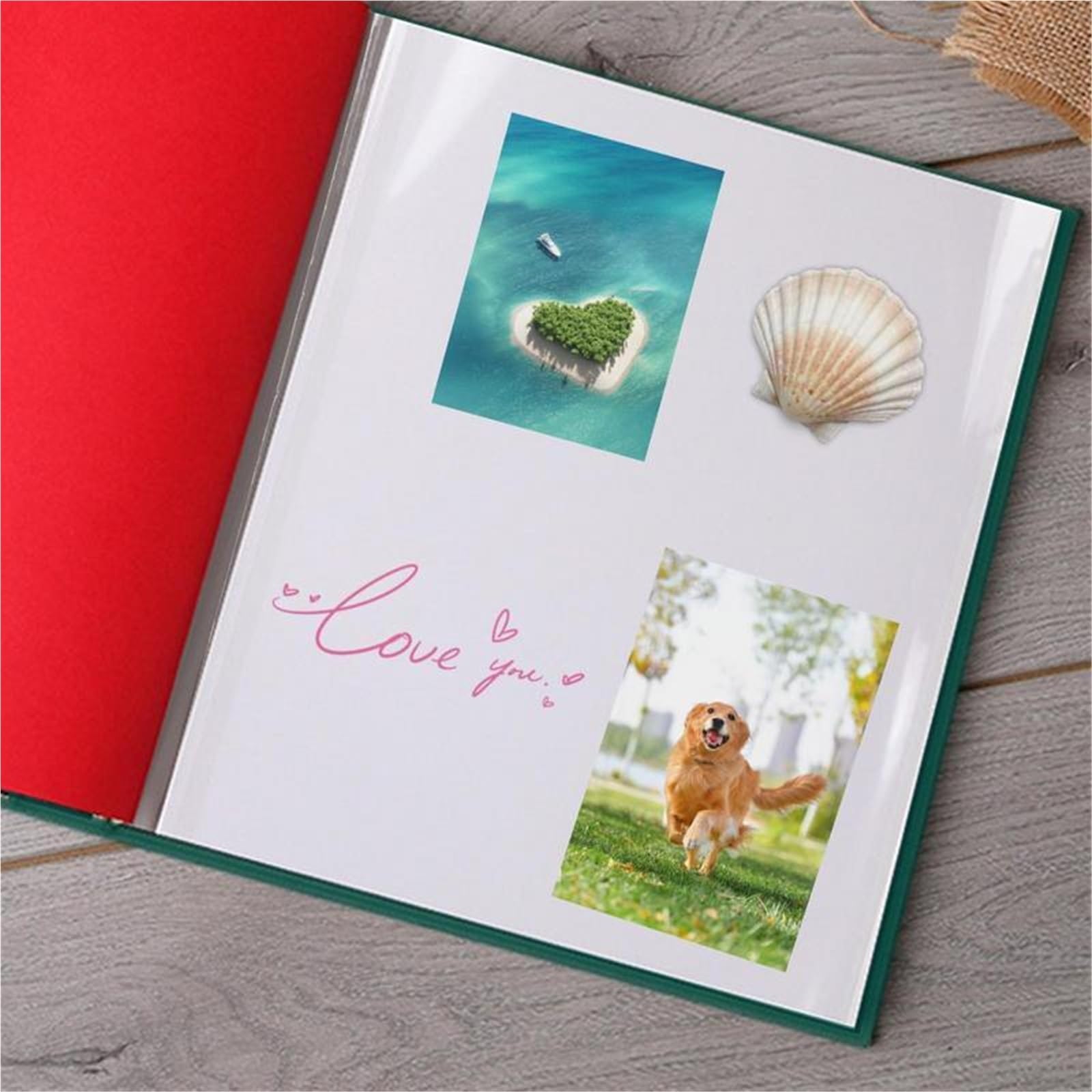 Álbum de fotos 4x6, cubierta lino, álbum, libros imágenes protectores autoadhesivos, multifunción for boda, hogar, Hotel, albergue Para Aniversarios(Green)