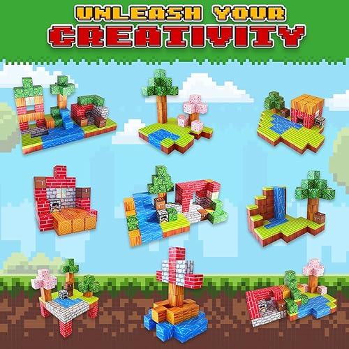 Miniatura 6 de Bloques magnéticos de construcción de juguetes de 120 piezas  Juego de mundo magnético de minas de construcción, elementos de juego construibles,