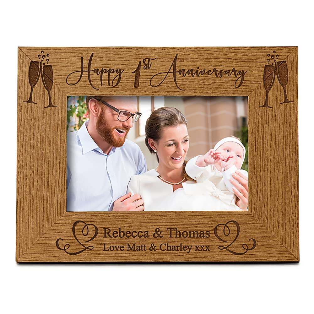 Personalised First Anniversary Wooden Photo Frame Gift (8 x 10 Inch)