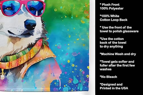 Miniatura 5 de Caroline's Treasures DAC2564KTWL Siberian Husky Hippie Dawg Kitchen Towel Dish Cloths Guest Hand Towel Decorative Bathroom Towel for Face,Tea,