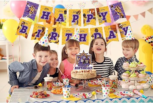 Miniatura 4 de Cartel de baloncesto con texto en inglés «Happy Birthday» para decoración de fiestas de cumpleaños