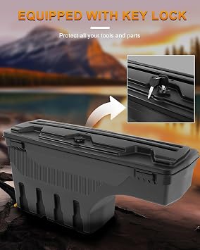 ROADFAR Left Driver Side Truck Bed Storage Box Replacement For Dodge Ram 1500 2500 3500 2002-2010,For Ram 1500 2500 3500 2011-2018 Key Lockable Lid Truck Bed Toolboxes Black