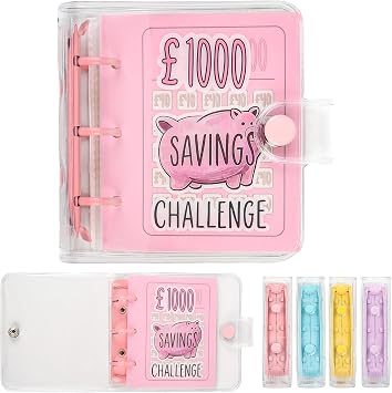 Mini Money Saving Binder with 25 Envelopes,  1000 Savings Challenge Book