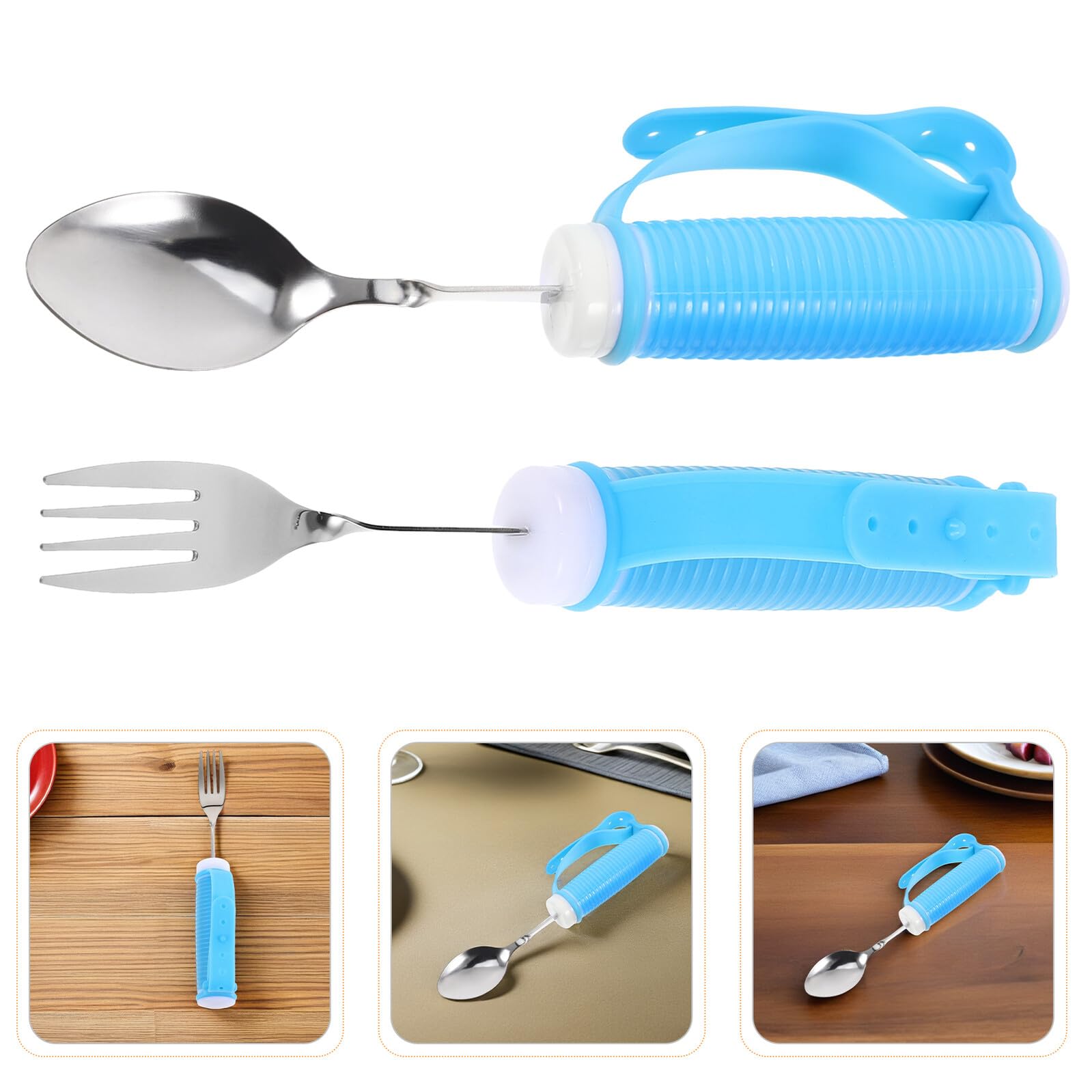 Beaupretty Cuchara de Alimentación de Rehabilitación Cubiertos Adaptables para Personas Mayores Ayuda para Comer Antivibraciones Mango Reforzado Uso Comidas Familiares