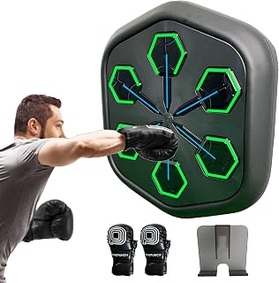 Boxing Machine, Smart Boxing Music Machine with Gloves & Phone Holder, Wall Mounted Electronic Punching Machine for Home Exercise Stress Release Boxing Game