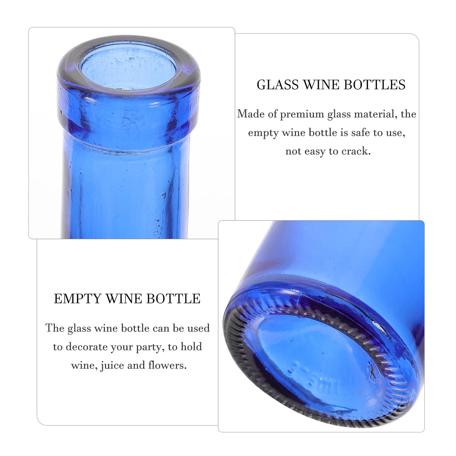 Baluue Leere Glasweinflaschen Dekorative Flaschen aus Blauem Glas 375ml 2 Stück Multipurpose für Party und Restaurant