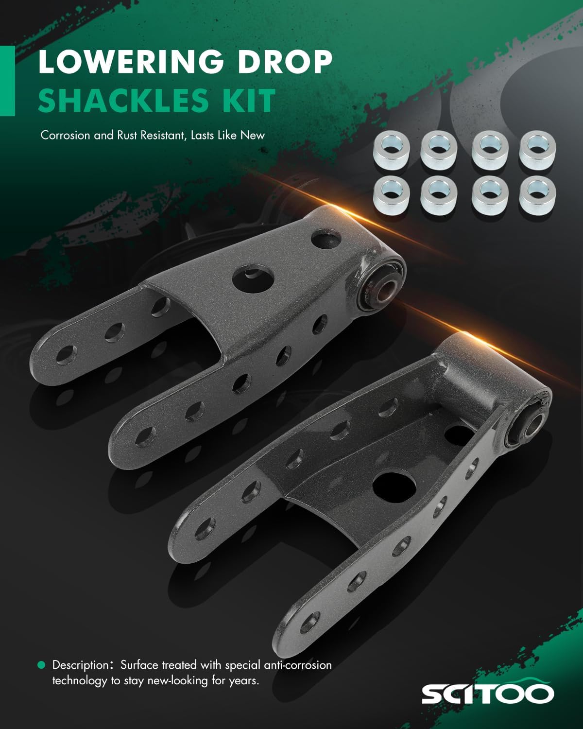 SCITOO 2-3 Drop Lowering Leaf Spring Shackles 2007-2018 for Chevrolet Silverado 1500 2007-2018 for GMC Sierra 1500 2007 for GMC Sierra 1500 Classic Leaf Spring Accessory Suspension Bracket SE702001