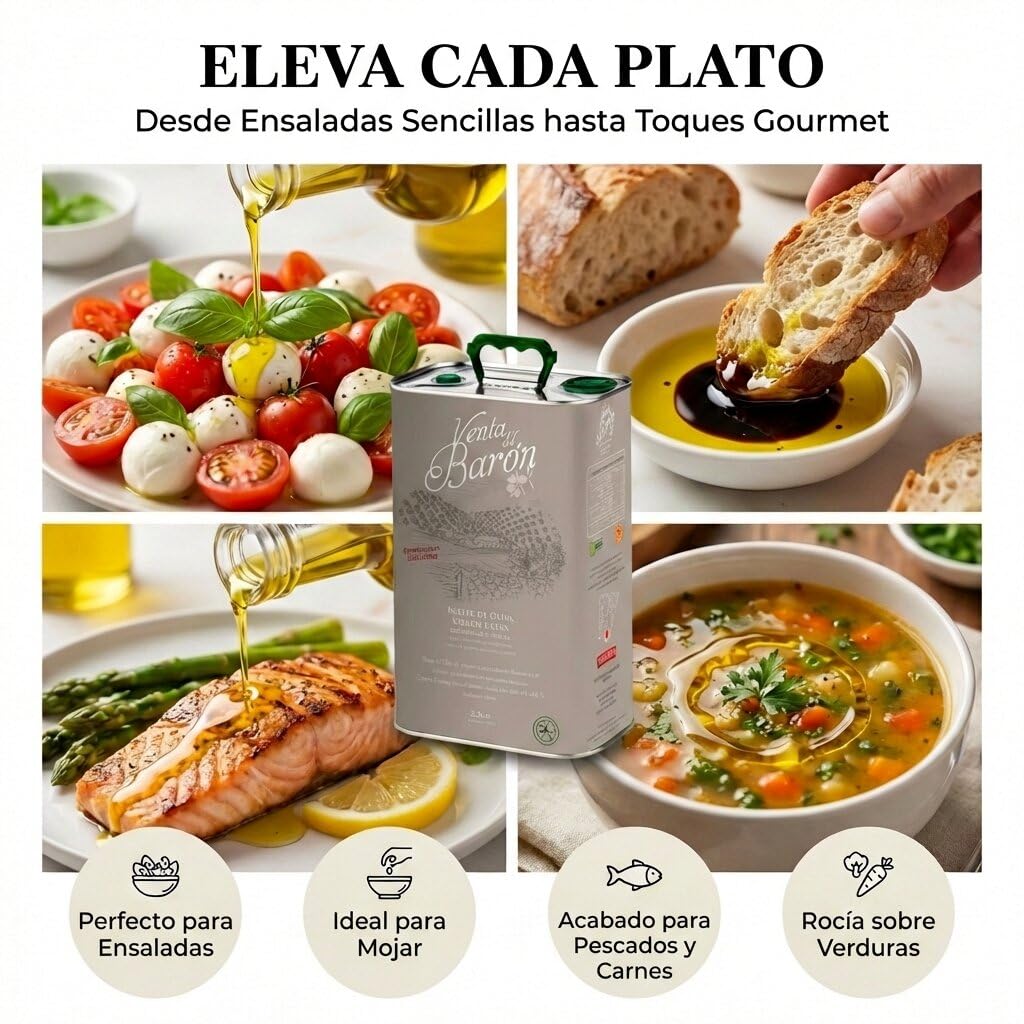 Venta del Barón - Aceite de Oliva Virgen Extra Variedad Hojiblanca y Picual - Denominación de Origen Priego de Córdoba - 2,5 L