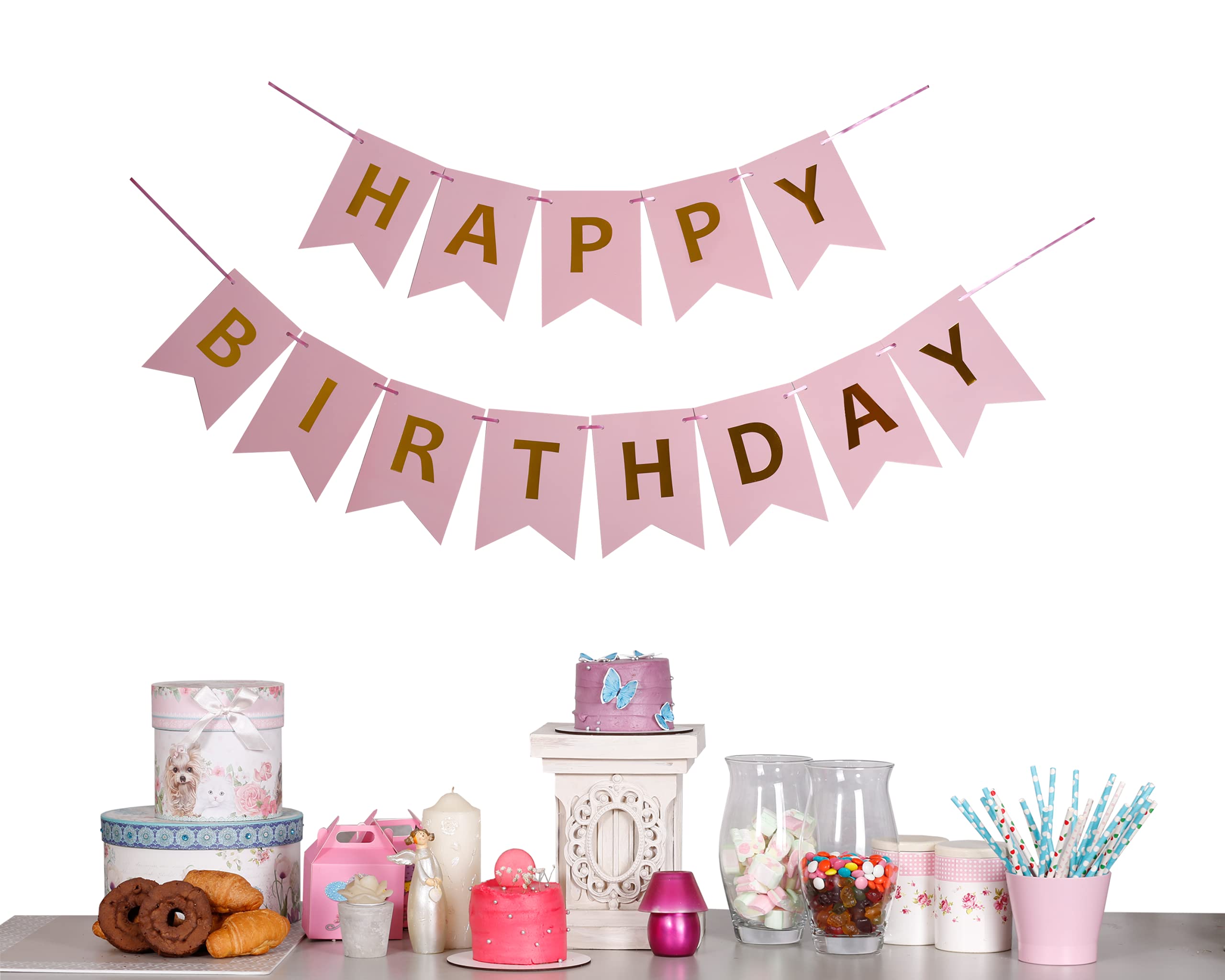 Bng-bng Striscione 10° Compleanno Ragazze – Glitter Oro Rosa, Bandierine Happy 10th Birthday, Lunghezza 3m, Decorazioni Festa