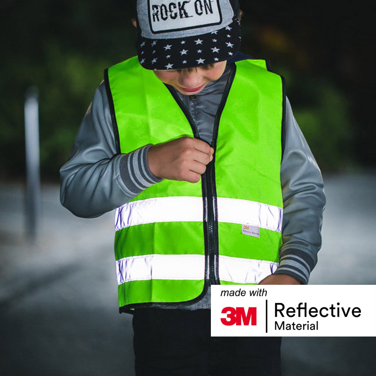 Salzmann Gilet catarifrangente bambini con zip | 5 colori | 1-18 anni | Realizzato con materiale riflettente 3M