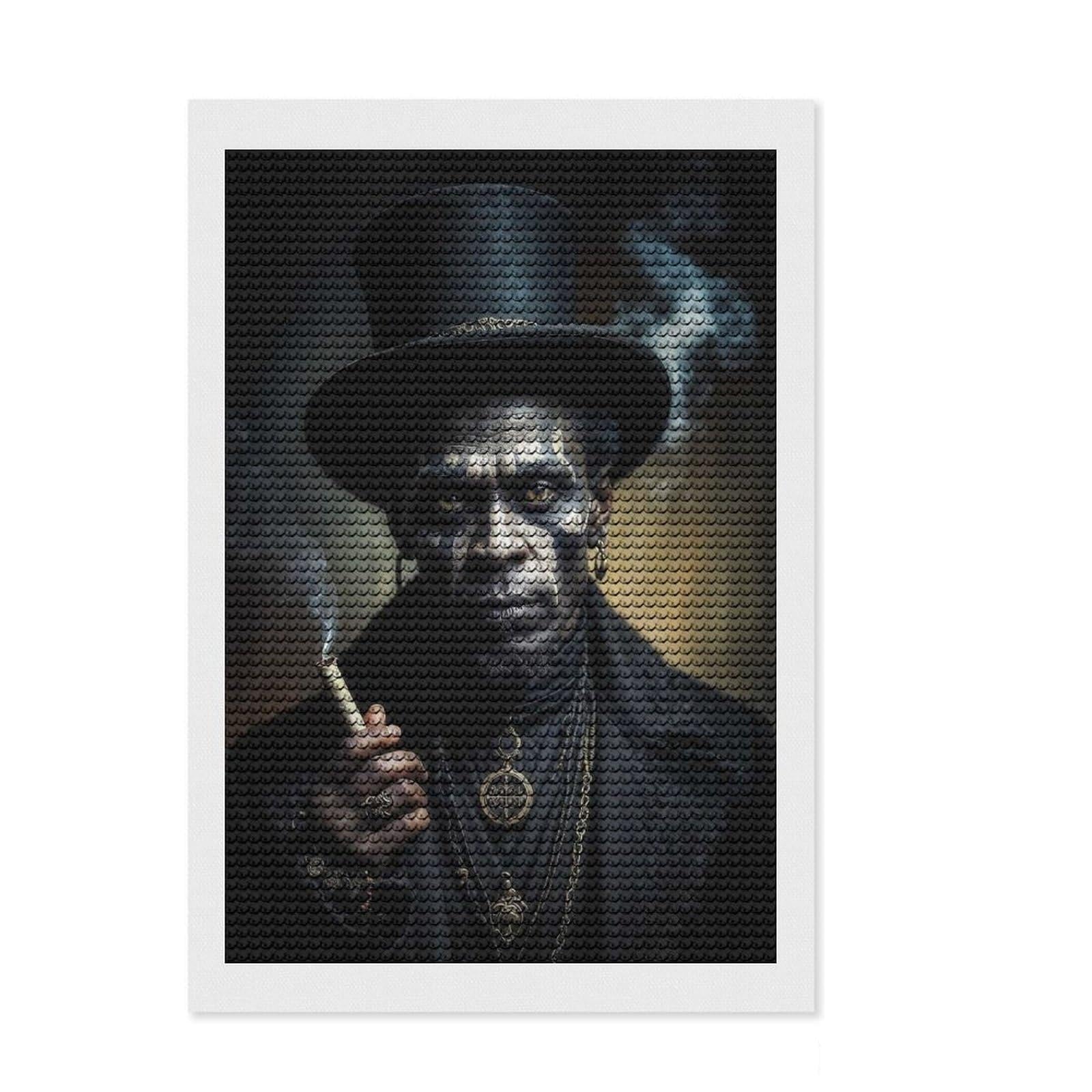 Junmoney Papa Legba 5D Diamond Painting Kit 8"x12", Vintage Style Decor, Boho Decor, Handmade Wall Decor, Artistic Hobby