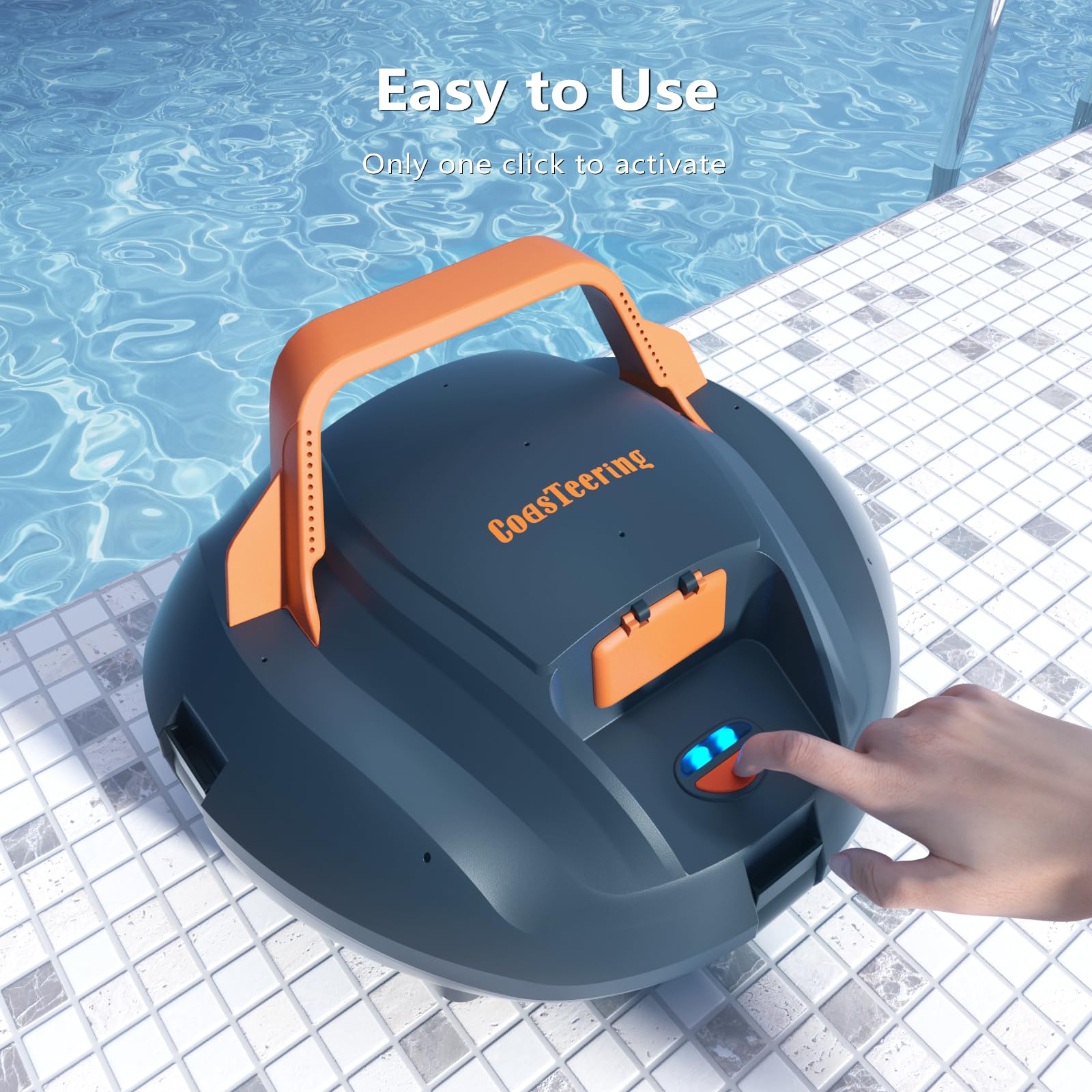 Aspirapolvere robotico senza fili per piscina fuori terra con gancio, autonomia di 120 minuti, pulitore automatico per piscina a doppio motore con filtro fine, parcheggio, ideale per
