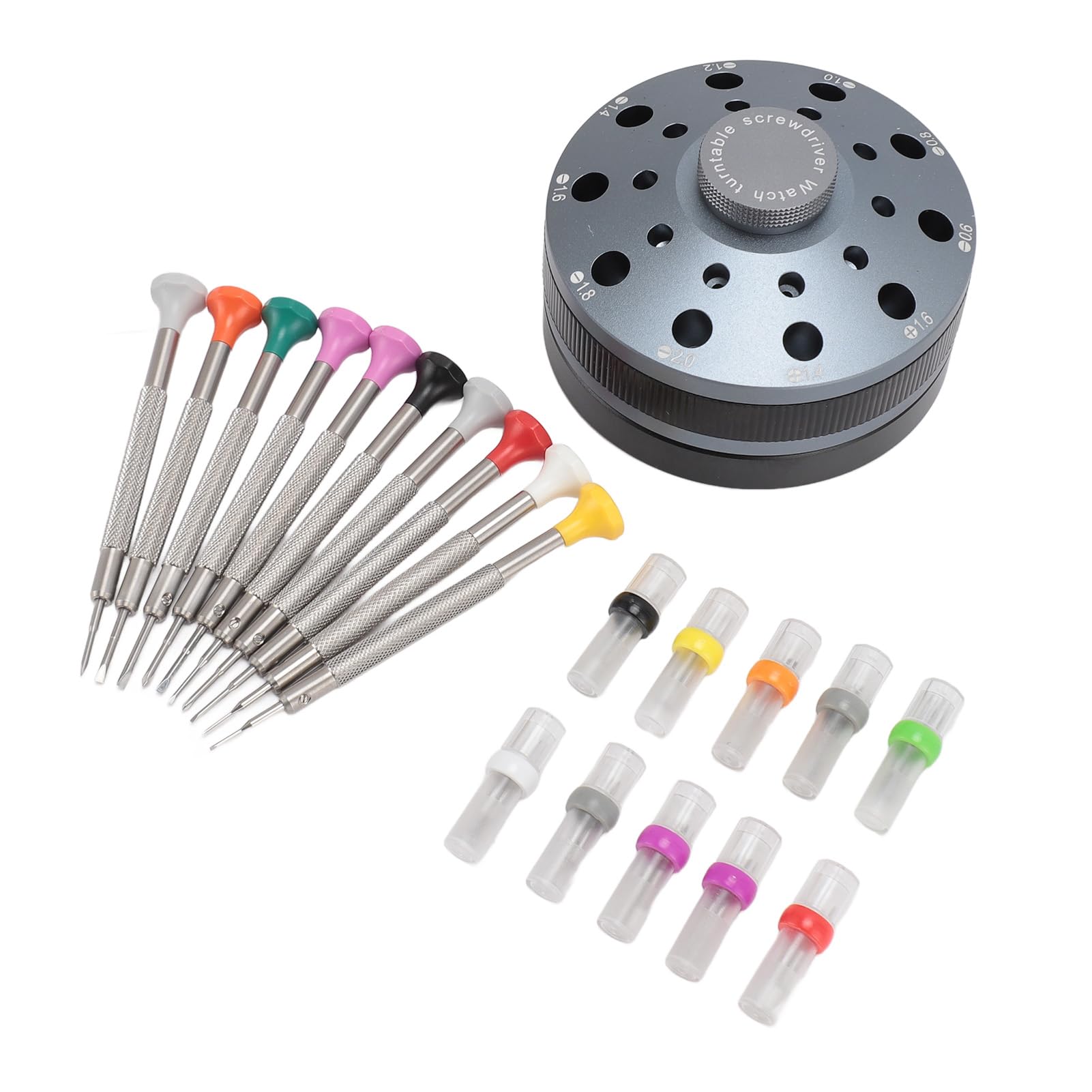 Juego de 10 destornilladores para relojeros, kit de destornilladores de precisión con 20 puntas de repuesto intercambiables, herramienta de reparación de joyería de acero