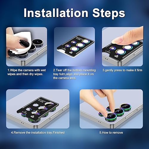 Vista 1162 de para Samsung Galaxy Z Flip 7 Protector de Lente de Cámara, Cubierta de Lente de Vidrio Templado con Anillo de Metal Individual, [Fuerte Adhesión] 1