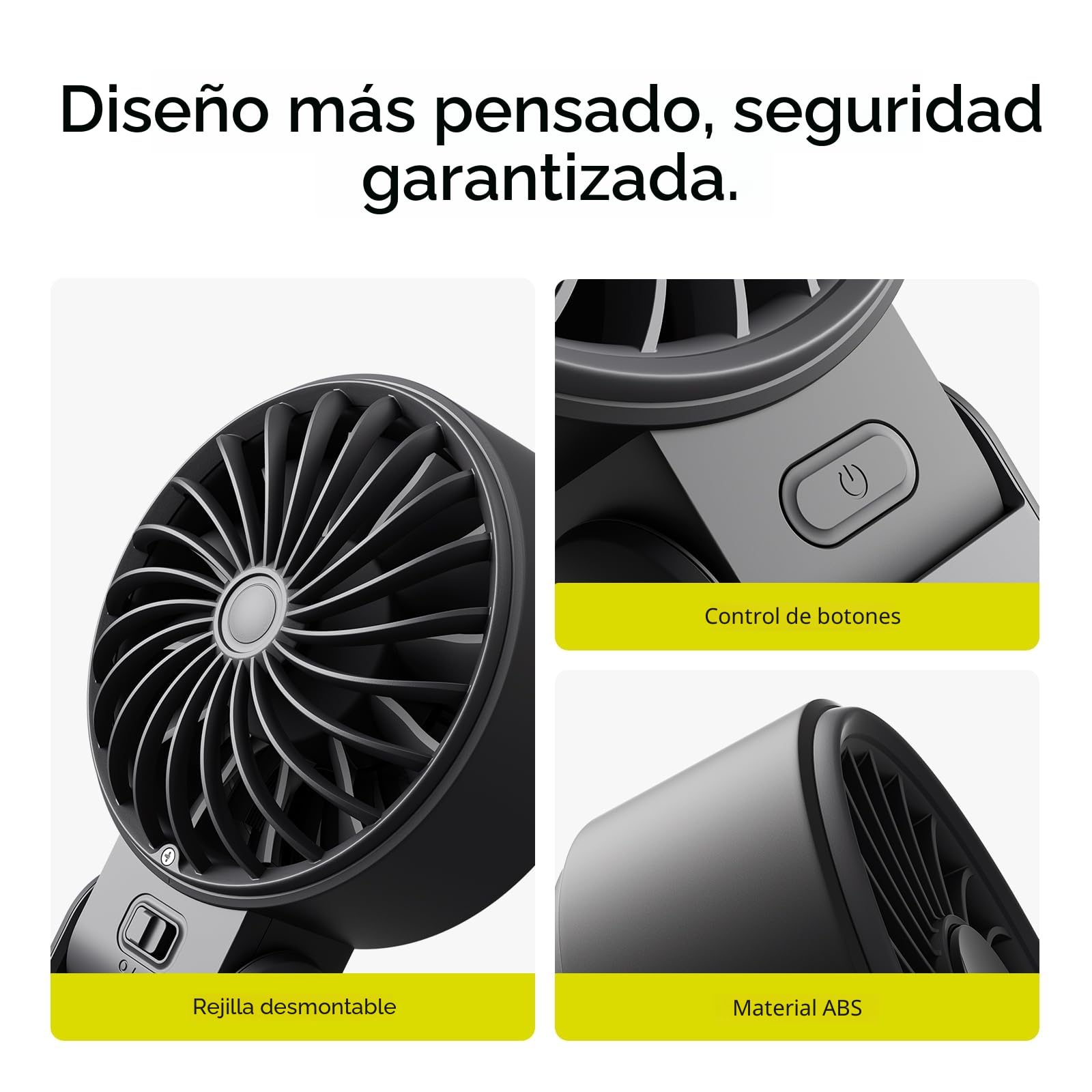 JISULIFE Ventilador de mano, ventilador portátil con pantalla LED [enfriamiento máximo de 19,5 horas] 5000 mAh, plegado a 150 °, 5 velocidades, ventilador de mano/escritorio/cuello 3 en 1, negro