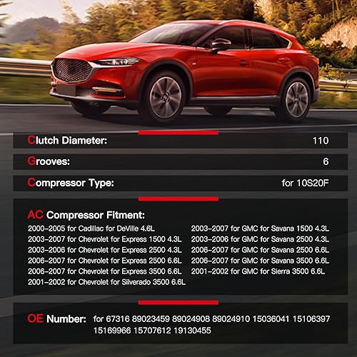 Miniatura 2 de cciyu Compresor de aire acondicionado apto para Cadillac DeVille 4.6L 2000-2005 AC Pump AC Compresor con embrague 2012-2013 para Chevrolet Silverado