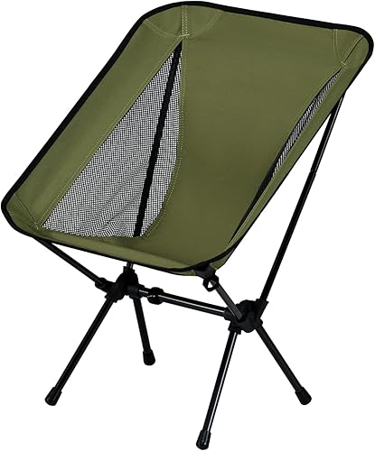 Silla de camping plegable esencial ligera y portátil, resistente con marco X, capacidad de 264.6 lbs, plegable con bolsa de transporte,