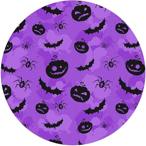 Juego de 6 posavasos de Halloween con diseño de murciélagos y arañas para bebidas, de piel sintética absorbente para mesa auxiliar, decoración del