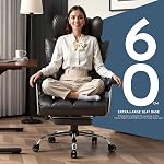 Efomao Big et Président du Bureau de haut niveau 400lbs – Haut vers le bas PU Chaise exécutive en cuir avec support Lumbar, repose-pieds, base pivotante, accoudoirs rembourrés et roues à roulettes pour le bureau intérieur, chaise de bureau noir