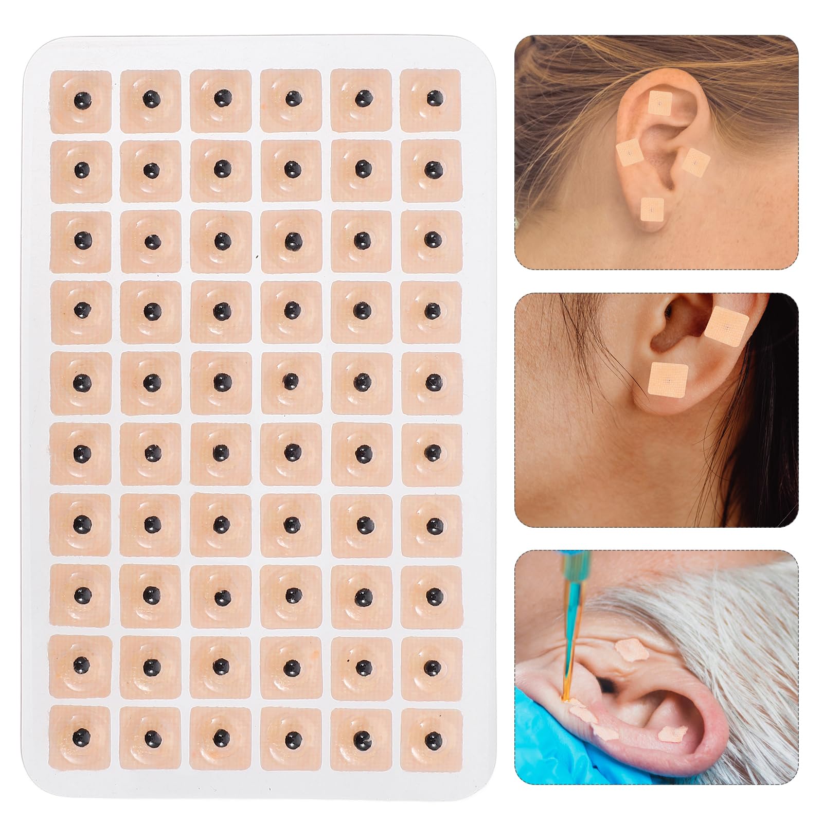 SUPVOX 600 Parches de acupuntura auricular - Parches de Acupuntura de Oreja para Relajación y Alivio del Estrés - 10 Hojas de Semillas Naturales con Adhesivo para Acupresión Auricular