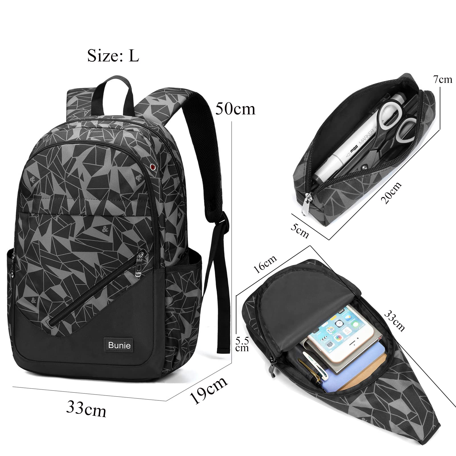 bunie Bolso Mochilas Escolares Adolescentes para Escuela Intermedia Mochila Escolar Niño y Niñas 8 10 12 14 16 18 Años Juveniles Grandes Colegio Instituto Bolsas Escolares