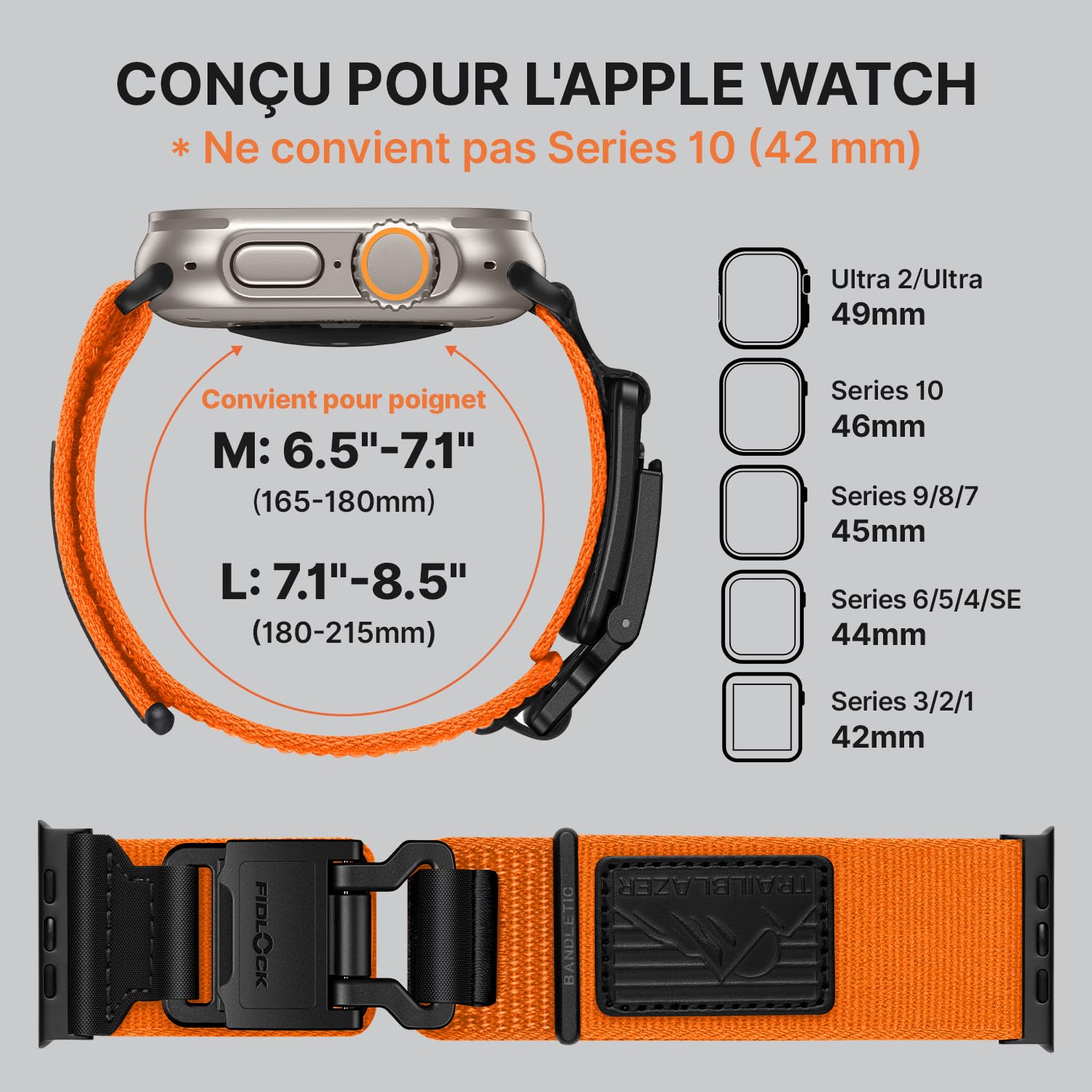 Bandletic Compatible avec Bracelet Apple Watch Ultra 3 2 1 49mm
