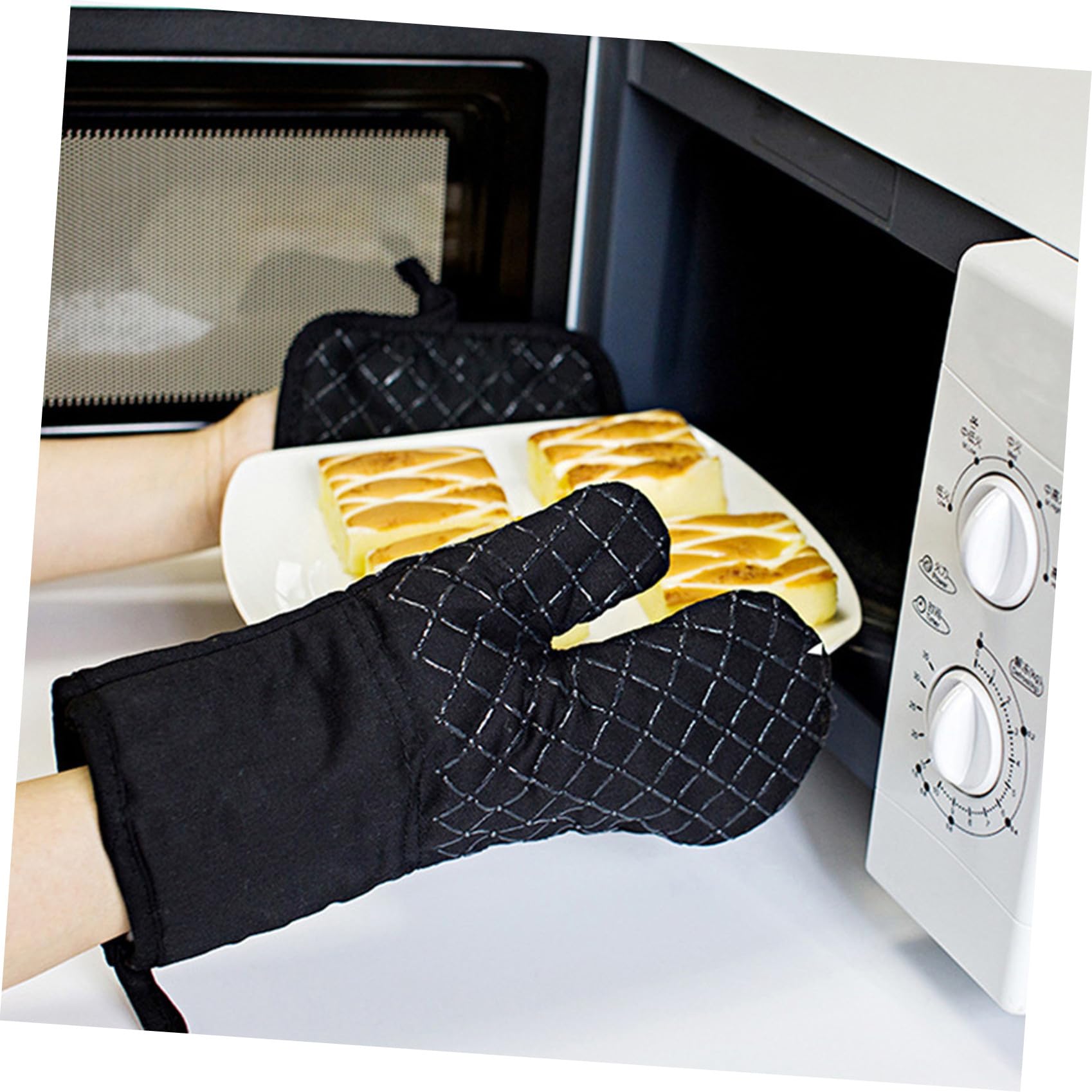 Ofenhandschuhe Und Kochschürze Satz Baumwolle Hitzebeständig rutschfest Für Backen Grillen Küche