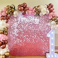 Vista 32 de 36 Panels Giltter Wall Backdrop Pink Shimmer Wall Backdrop for Party Wedding Birthday Engagement Bachelorette Parties Anniversary Decoration