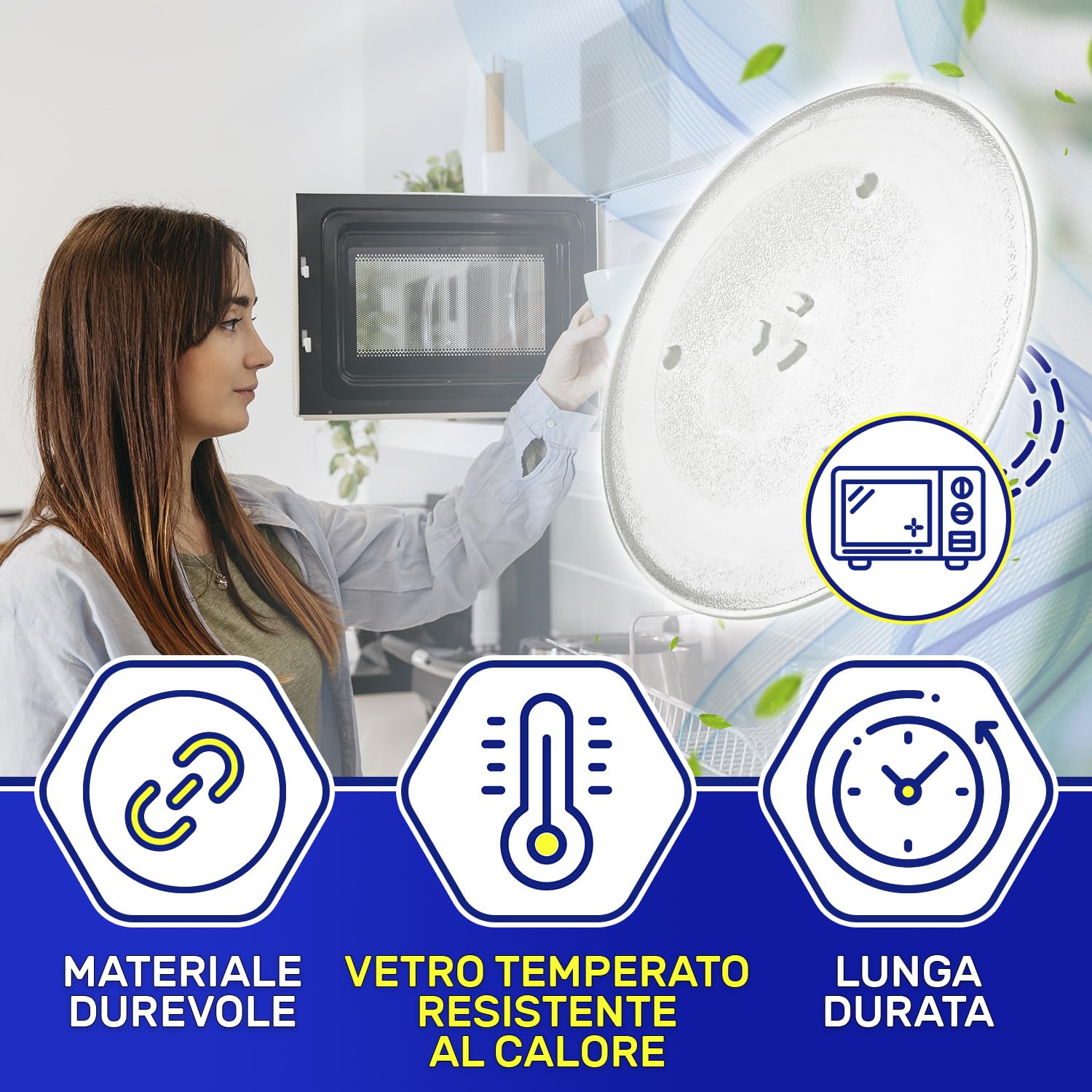 Piatto Microonde Universale Ø318 mm Dispone di 3 Fissaggi con Codice Originale DE74-20015B DE7420015B DE74-20015G DE7420015G per Samsung - MONTERAL